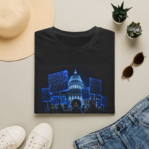 Civic Codex Graphic March T-Shirt — Capitol Night Protest Design